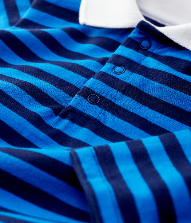 Polo de algod&oacute;n de beb&eacute;. azul/azul